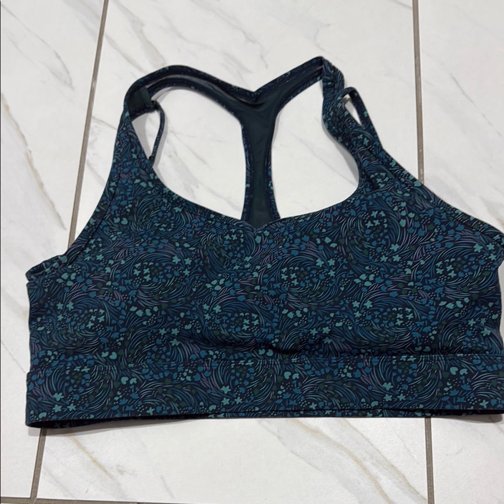 ZYIA Blue and Green Patterned Sports Bra